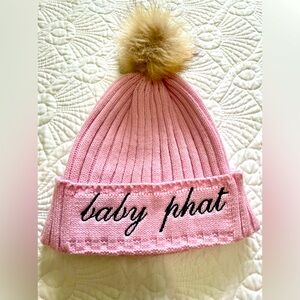 Baby Phat beanie knit hat with pom pom Pink Barbiecore girly winter women’s cozy